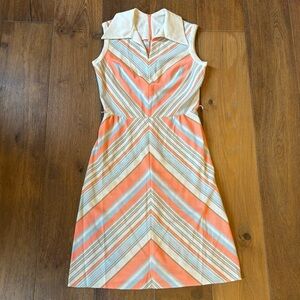 VINTAGE 60s 70s Hovland Swanson Chevron Mod Go-Go Dress